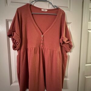 Entro Pink Boxy Ruffled Blouse